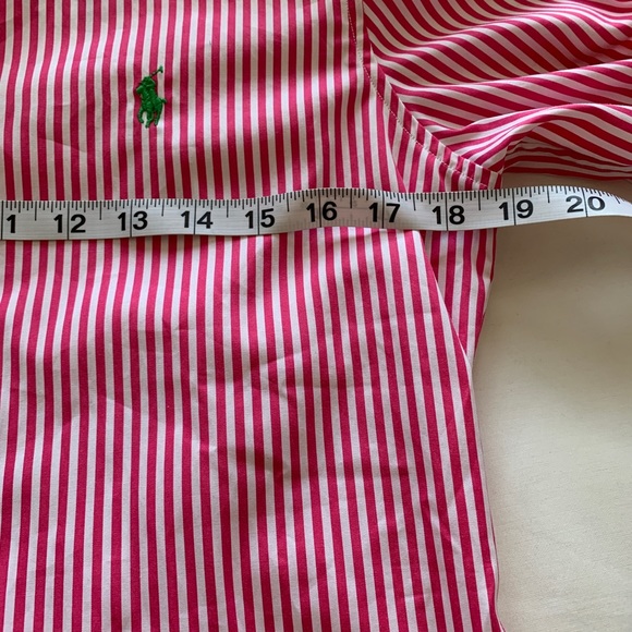NWT RALPH LAUREN CUSTOM FIT PINK/WHITE POLO -8 - Picture 8 of 8
